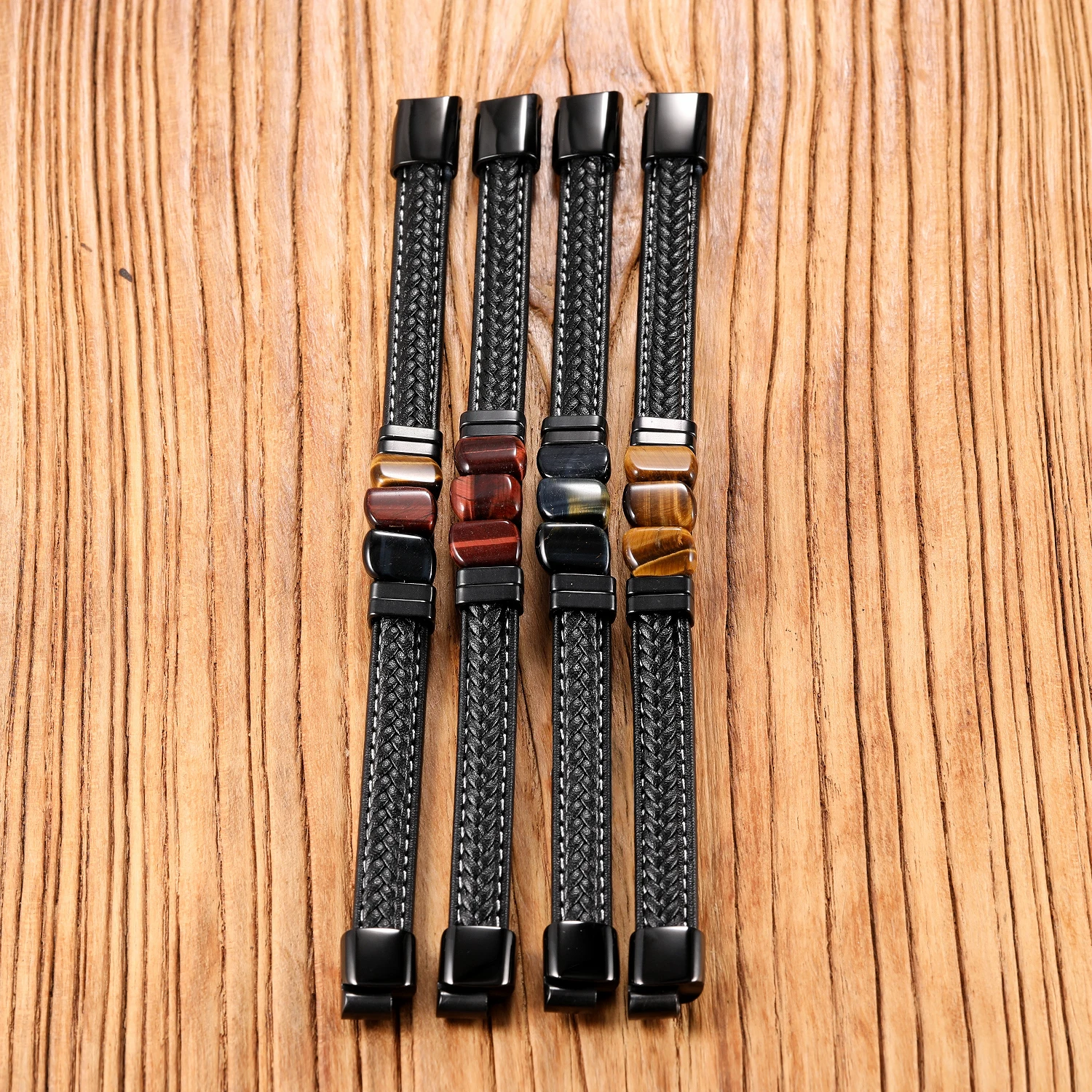 Tiger Eye Healing Bracelet, Natural Stone with Braided Leather Cord & Stainless Steel Clasp, Chakra Balancing Energy Jewelry - Image 5