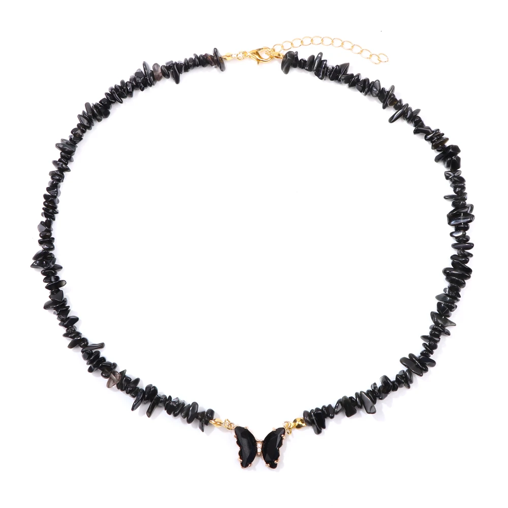 Trendy Butterfly Crystal Necklace Natural Purple Amethysts Quartzs Crystal Chip Stone Necklace Jewelry Gift For Women Couple - Image 16