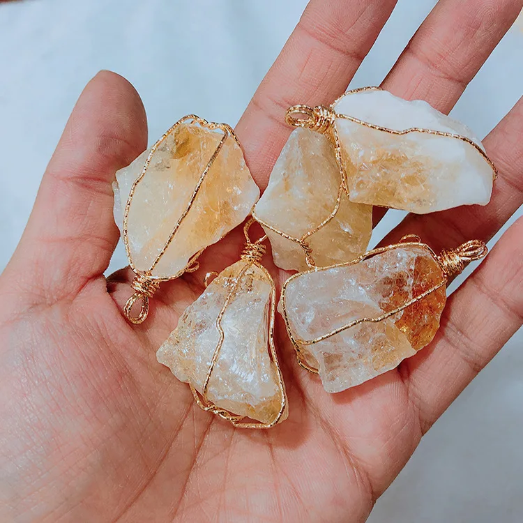 Natural Stone Crystal Necklace with Twisted Thread Natural Stone Pendant Lucky Crystal Primitive Stone Necklace - Image 13