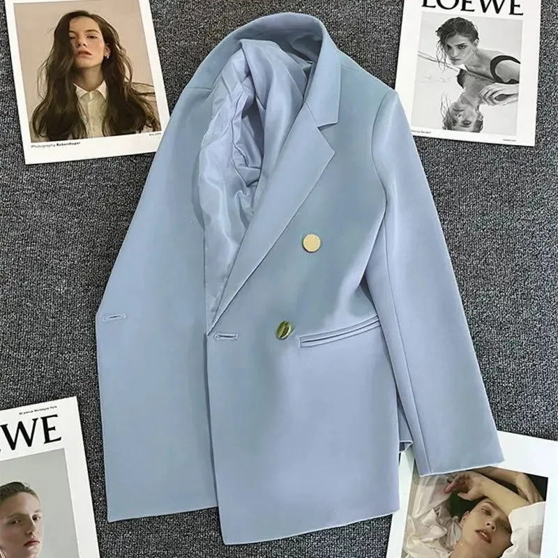 Women Suit Blazer Elegant Coat 2025 Spring Autumn Fashion Korean Blazer Luxury Double Breasted Jacket Solid Ladies Tops Clothes - Image 10