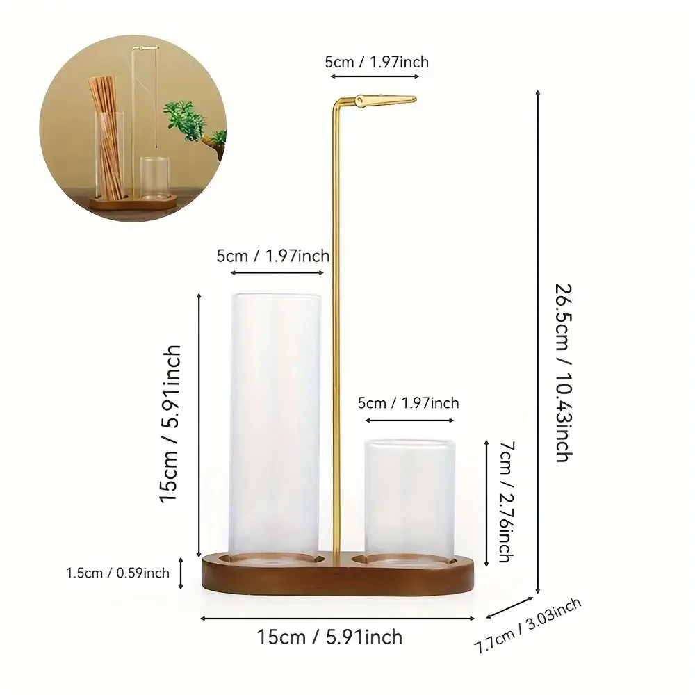Incense Stick Burner With Stand Glass Holder Wooden Tray For Home Decor Yoga Meditation Aromatherapy Gift Catcher Base - Image 6