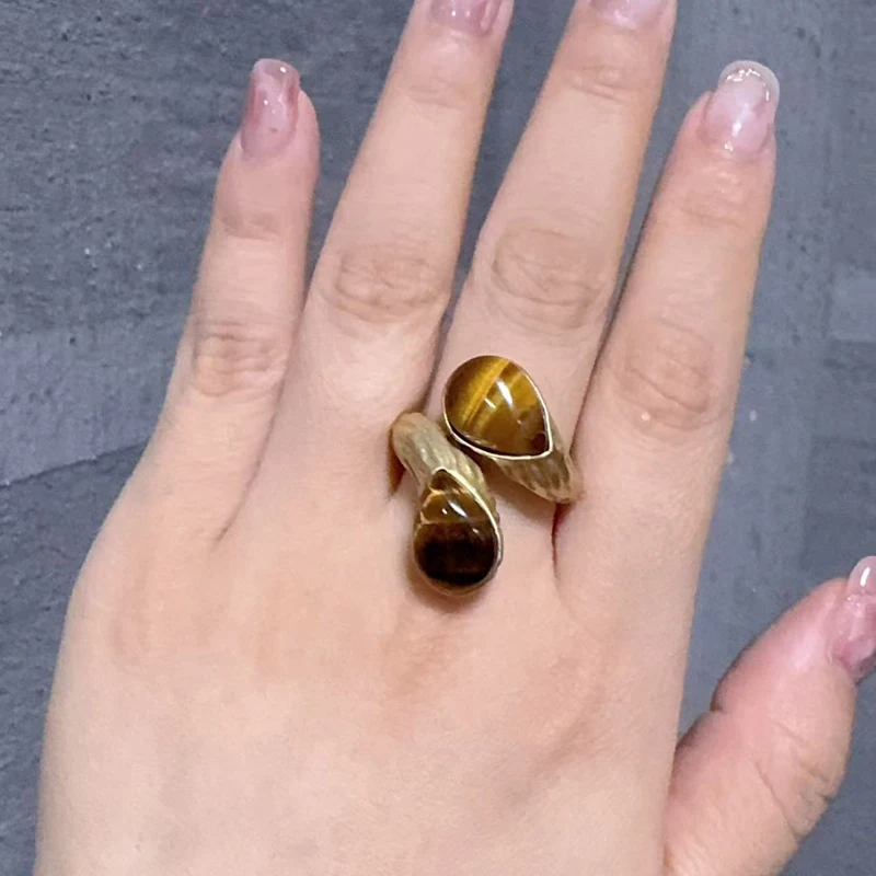 Vintage Tiger Eye Natural Stone Ring - Image 3