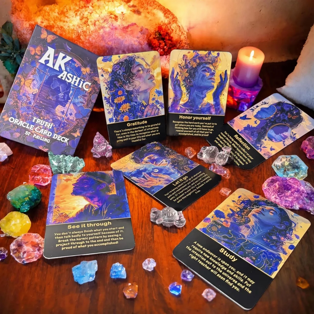 Akashic Oracle Cards, 75 Energy Healing Oracle Cards for Beginners, Advanced Readers, Reveal Soul Purpose, Card Games