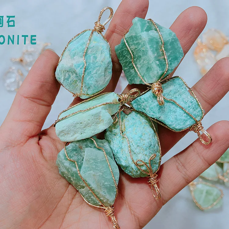Natural Stone Crystal Necklace with Twisted Thread Natural Stone Pendant Lucky Crystal Primitive Stone Necklace - Image 11