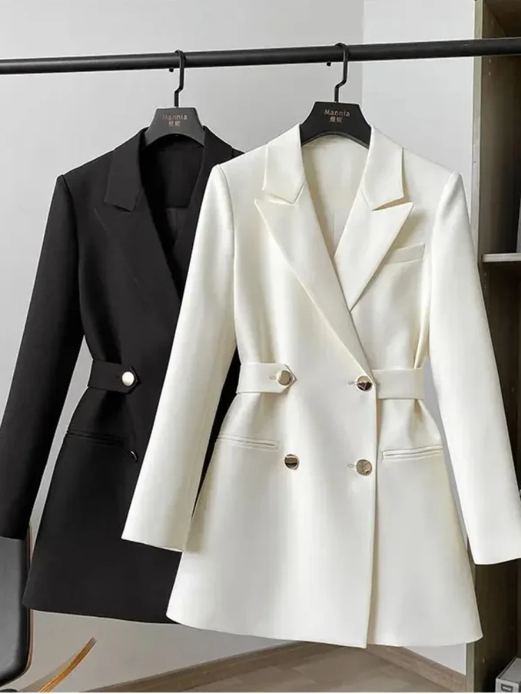 Women Suit Blazer Elegant Coat Spring Autumn Fashion Korean Blazer Luxury Double Breasted Jacket Solid Ladies Tops Clothes - Image 5