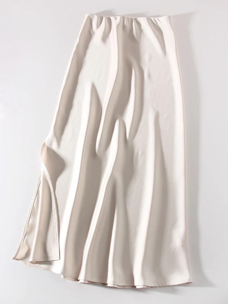 Long Satin Skirts For Women Summer High Quality Skirt With Slit On The Side Silk Elegant Black Maxi Luxury Women's Skirts 2025 - Image 14