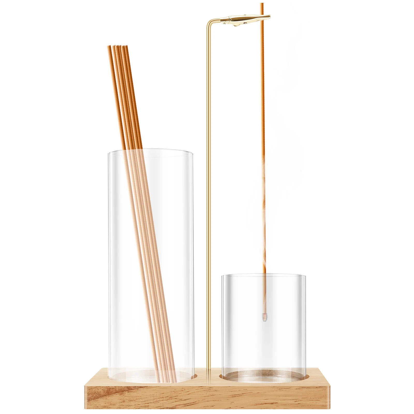 2 In 1 Incense Holder for Stick Double Cup Glass Vertical Incense Holder with Ash Catcher for Temple Bedroom Tea Room Studies - Image 8