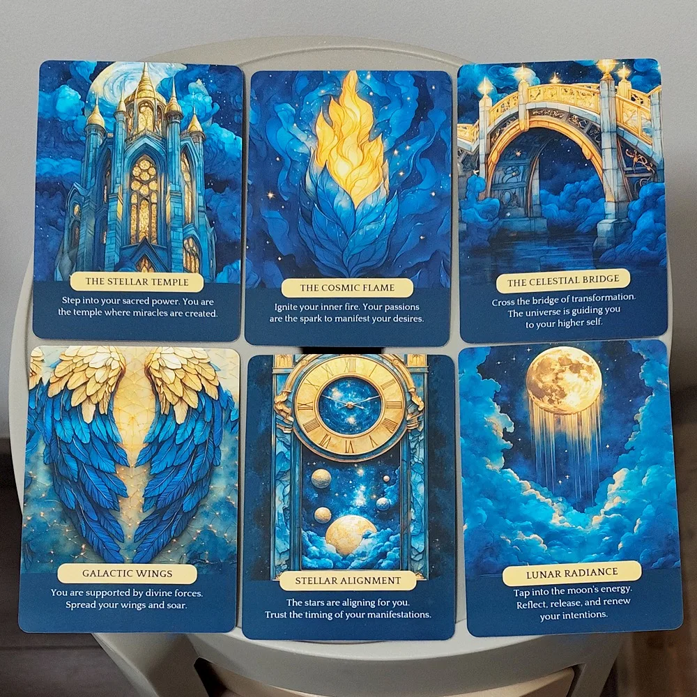 Celestial Realms Oracle Deck | 44 Cards 11.5*8cm with Guidebook in Metal Tin Box, Cosmic Celestial Themed Oracle Cards - Image 3