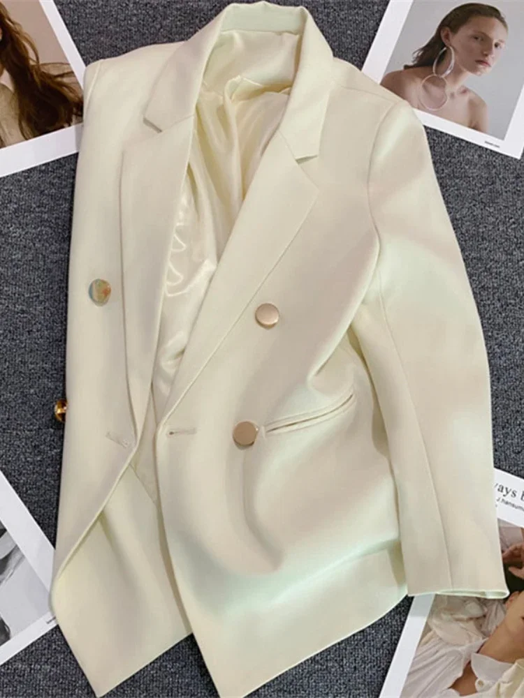 Women Suit Blazer Elegant Coat 2025 Spring Autumn Fashion Korean Blazer Luxury Double Breasted Jacket Solid Ladies Tops Clothes - Image 9