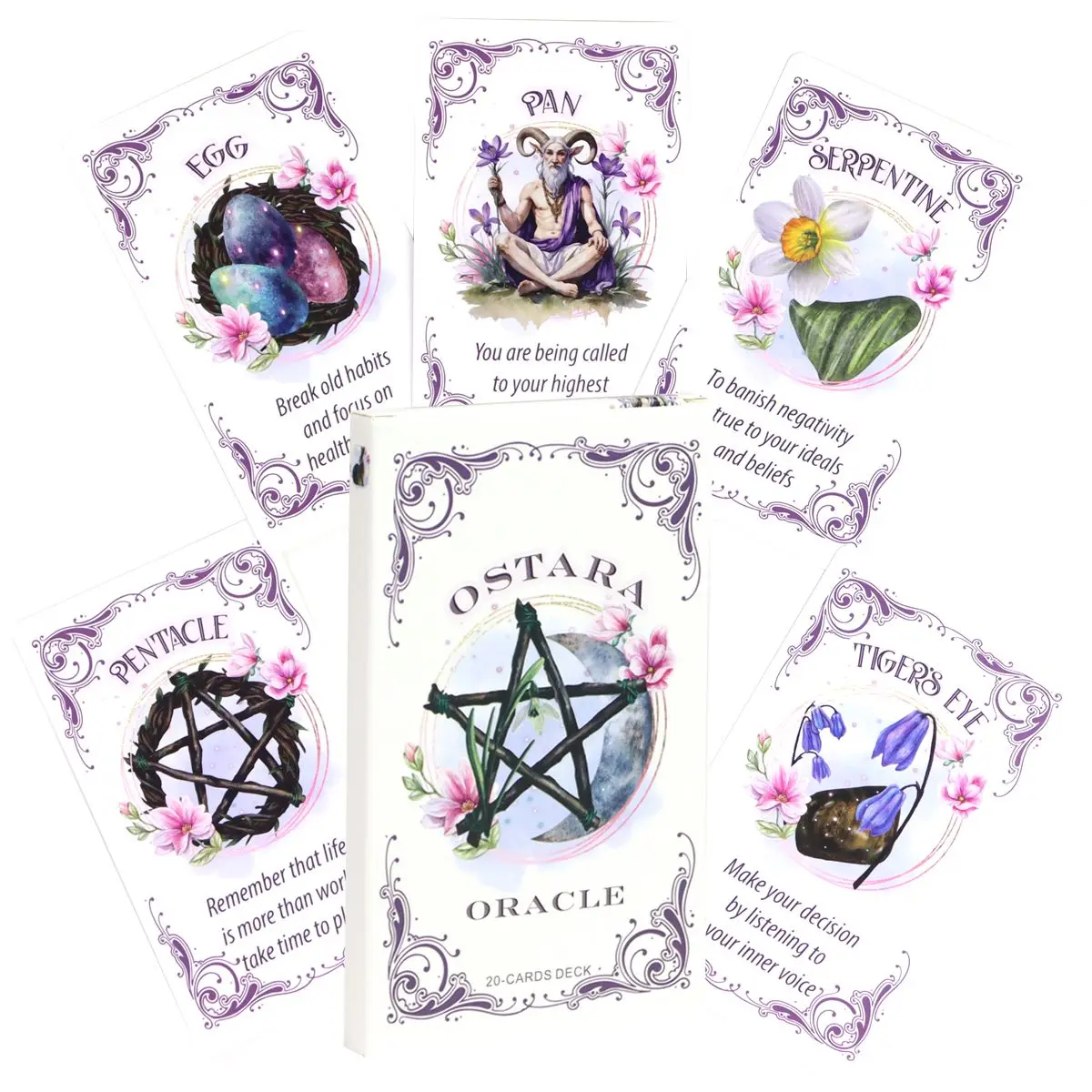 Ostara Oracle Deck 20 Pcs Oracle Cards, Inspirational Altar Deck 12*7cm To Recieve Divine Messages