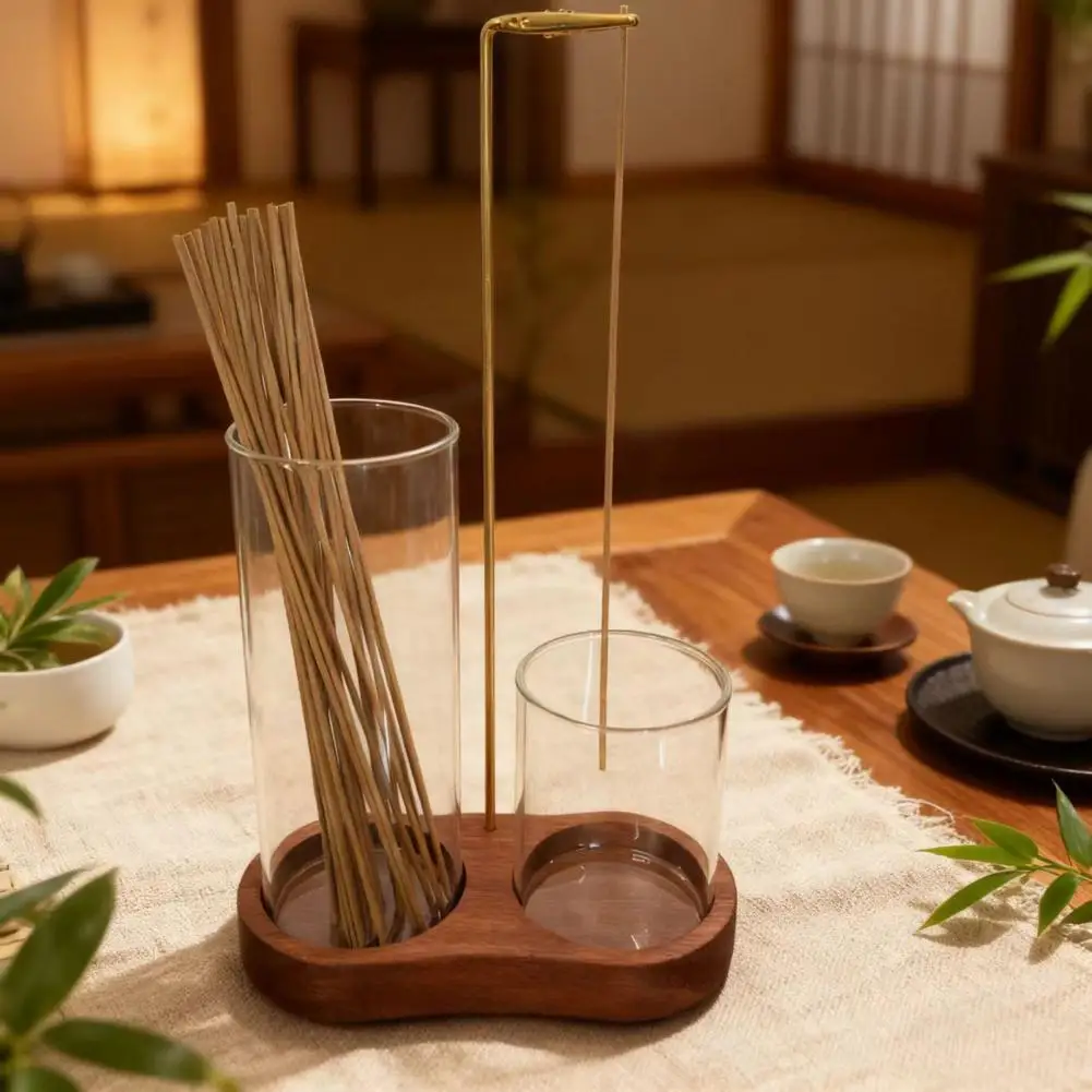 2 in 1 Incense Holder for Sticks Anti-Ash Flying Incense Burne with Glass Ash Catcher and Sticks Organizer for Meditation Yoga
