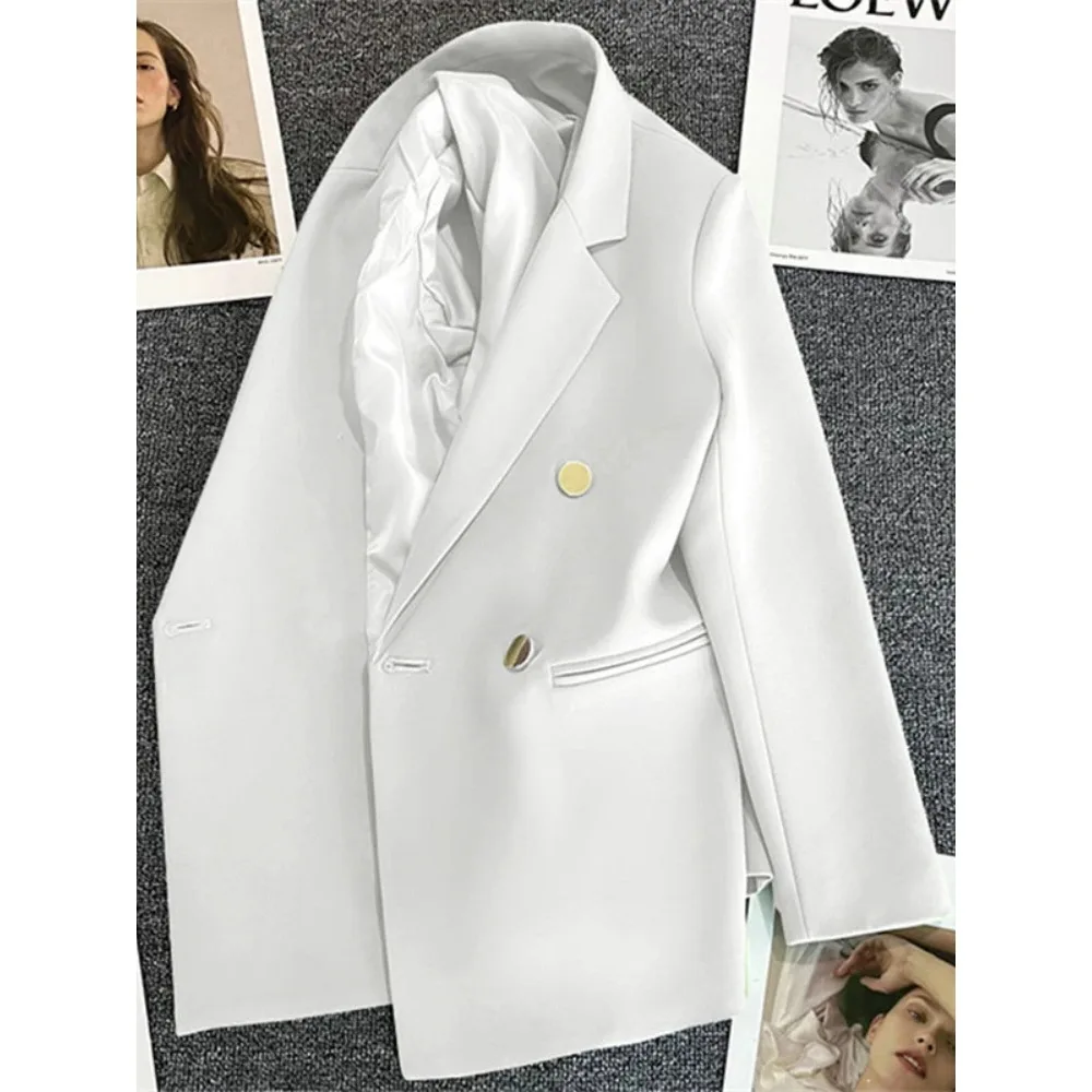 Women Suit Blazer Elegant Coat 2025 Spring Autumn Fashion Korean Blazer Luxury Double Breasted Jacket Solid Ladies Tops Clothes - Image 4
