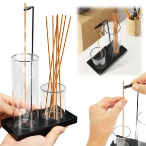 2 In 1 Incense Holder for Stick Double Cup Glass Vertical Incense Holder with Ash Catcher for Temple Bedroom Tea Room Studies