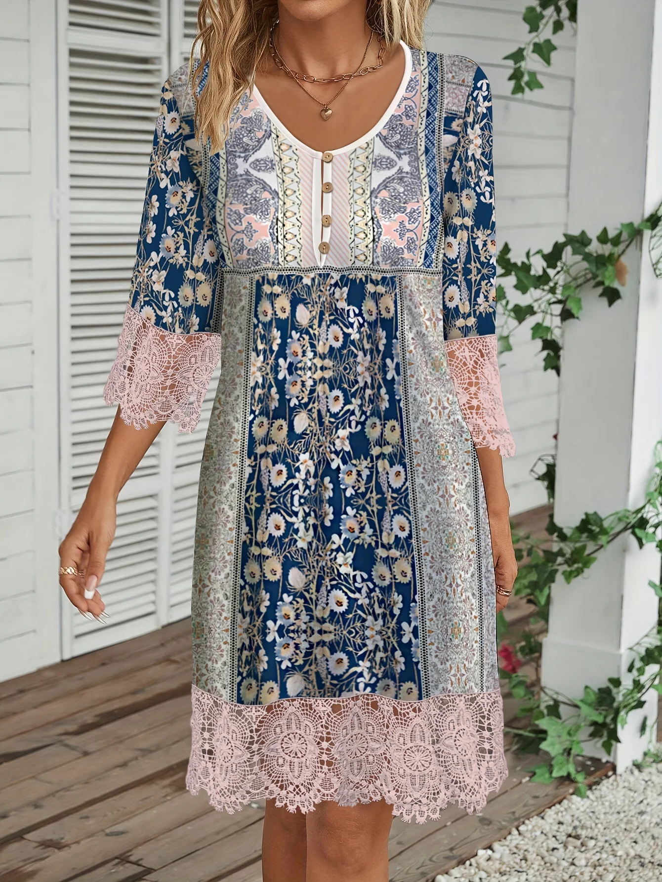 Fashion Elegant Women Dress Loose Casual Dress Women Printed Dress New Temperament - Image 3