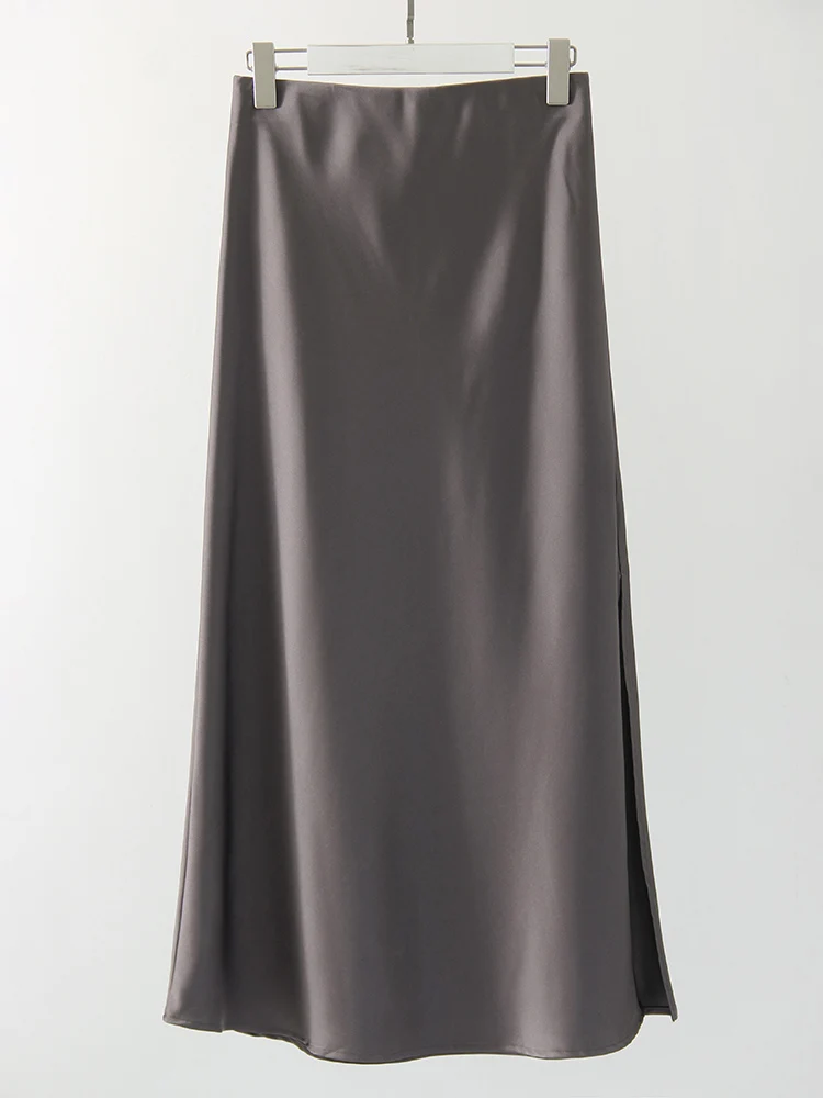 Long Satin Skirts For Women Summer High Quality Skirt With Slit On The Side Silk Elegant Black Maxi Luxury Women's Skirts 2025 - Image 12