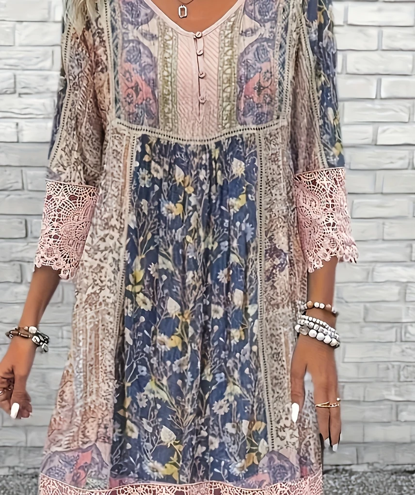Fashion Elegant Women Dress Loose Casual Dress Women Printed Dress New Temperament - Image 5