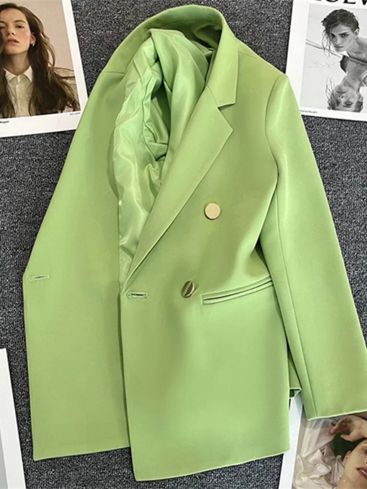 Women Suit Blazer Elegant Coat 2025 Spring Autumn Fashion Korean Blazer Luxury Double Breasted Jacket Solid Ladies Tops Clothes - Image 8
