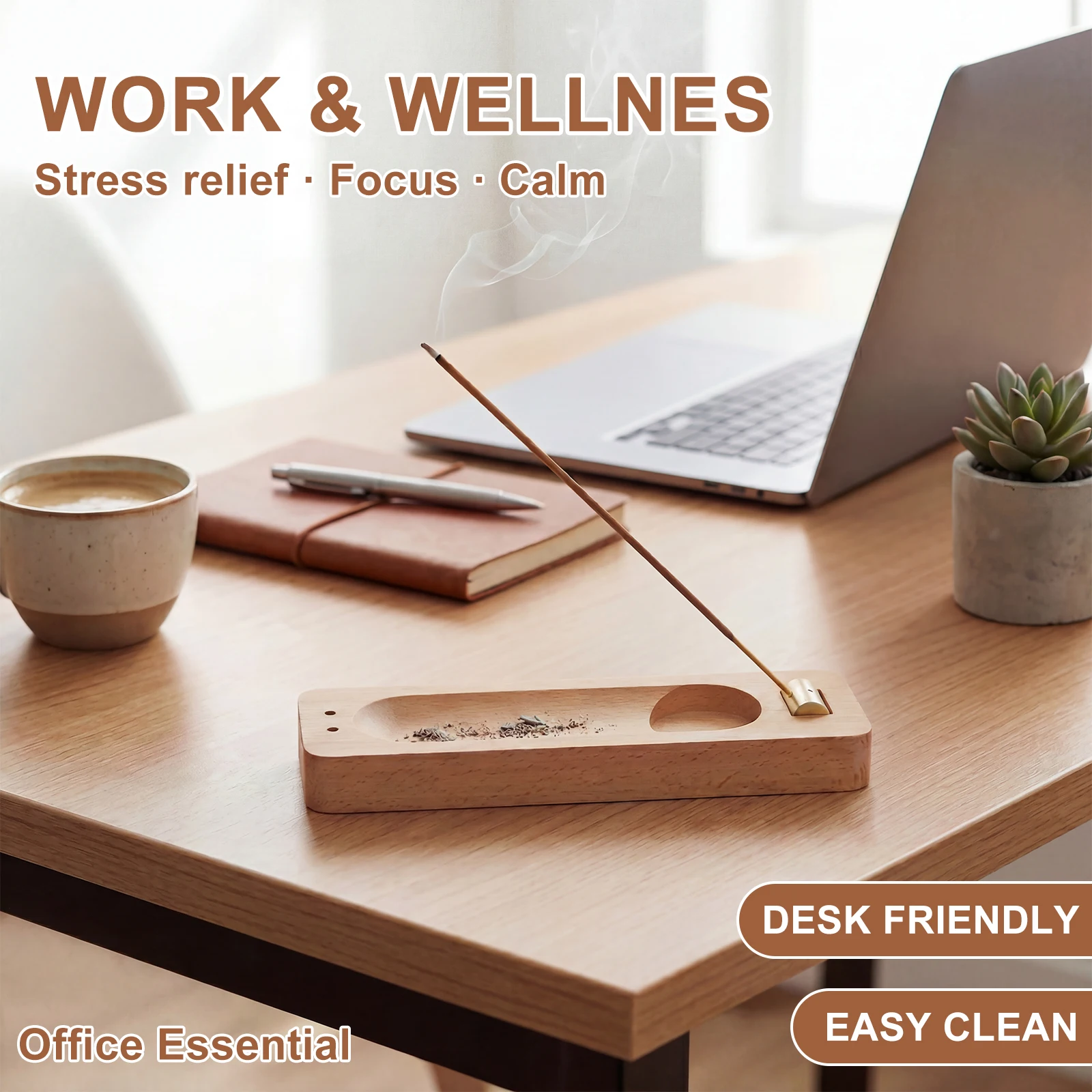 Incense Stick Holder Wooden Incense Burner Holder 4 in 1 Multi-purpose Sage Holder for Home Office Burning Palo Santo Sage Stick - Image 5