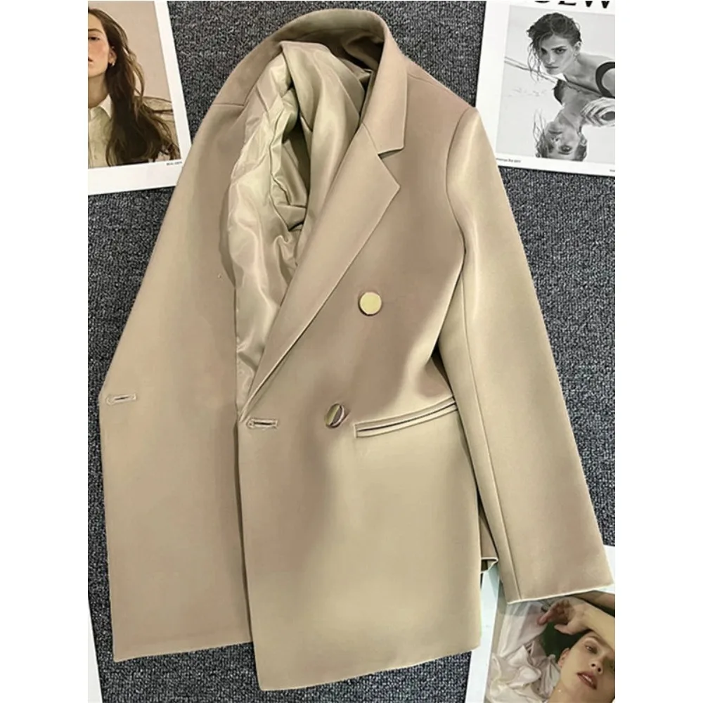 Women Suit Blazer Elegant Coat 2025 Spring Autumn Fashion Korean Blazer Luxury Double Breasted Jacket Solid Ladies Tops Clothes - Image 5
