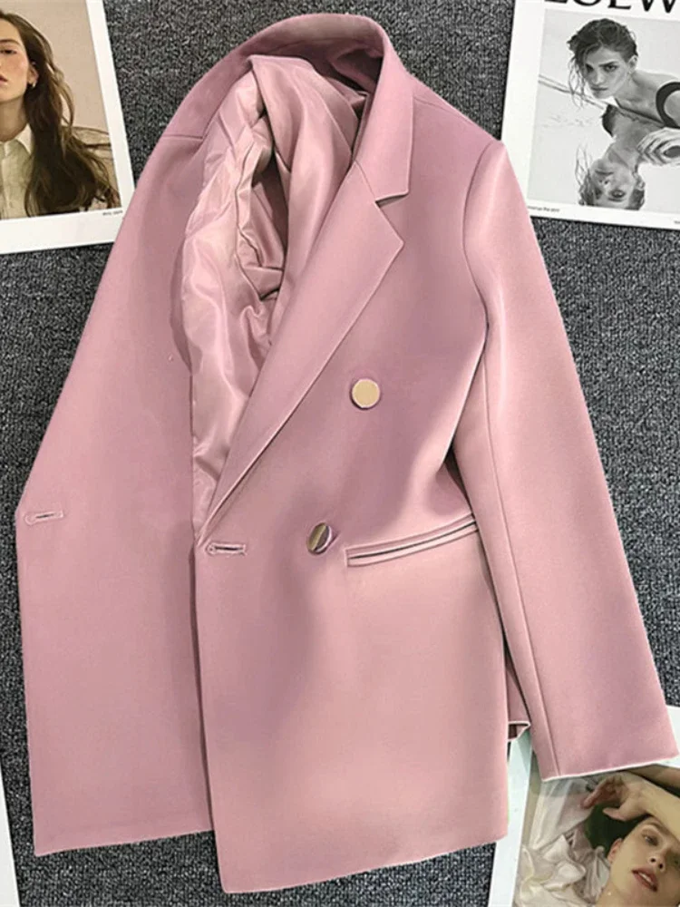 Women Suit Blazer Elegant Coat 2025 Spring Autumn Fashion Korean Blazer Luxury Double Breasted Jacket Solid Ladies Tops Clothes - Image 12