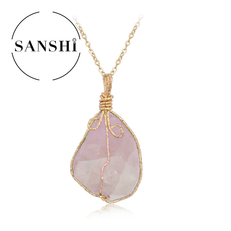 Natural Stone Crystal Necklace with Twisted Thread Natural Stone Pendant Lucky Crystal Primitive Stone Necklace - Image 12