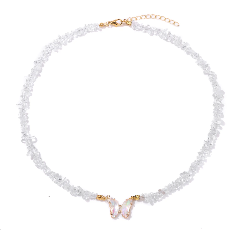 Trendy Butterfly Crystal Necklace Natural Purple Amethysts Quartzs Crystal Chip Stone Necklace Jewelry Gift For Women Couple - Image 10