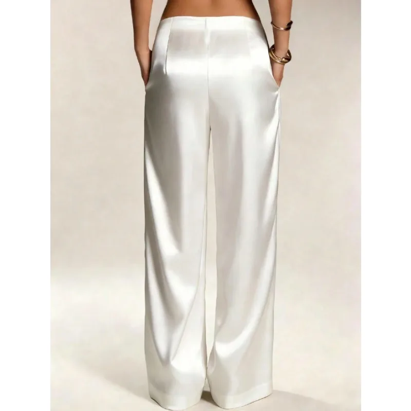 2026 Summer New Women Satin Wide Leg Pants Europe America Fashion High Waist Elegant Office Casual Trousers Y2k Streetwear Women - Image 6