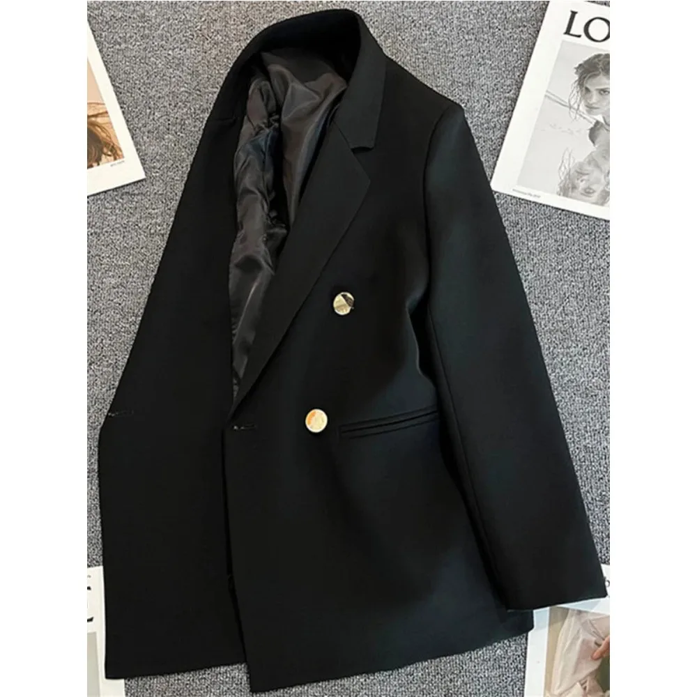 Women Suit Blazer Elegant Coat 2025 Spring Autumn Fashion Korean Blazer Luxury Double Breasted Jacket Solid Ladies Tops Clothes - Image 3