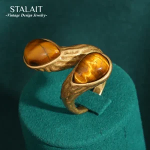 Vintage Tiger Eye Natural Stone Ring