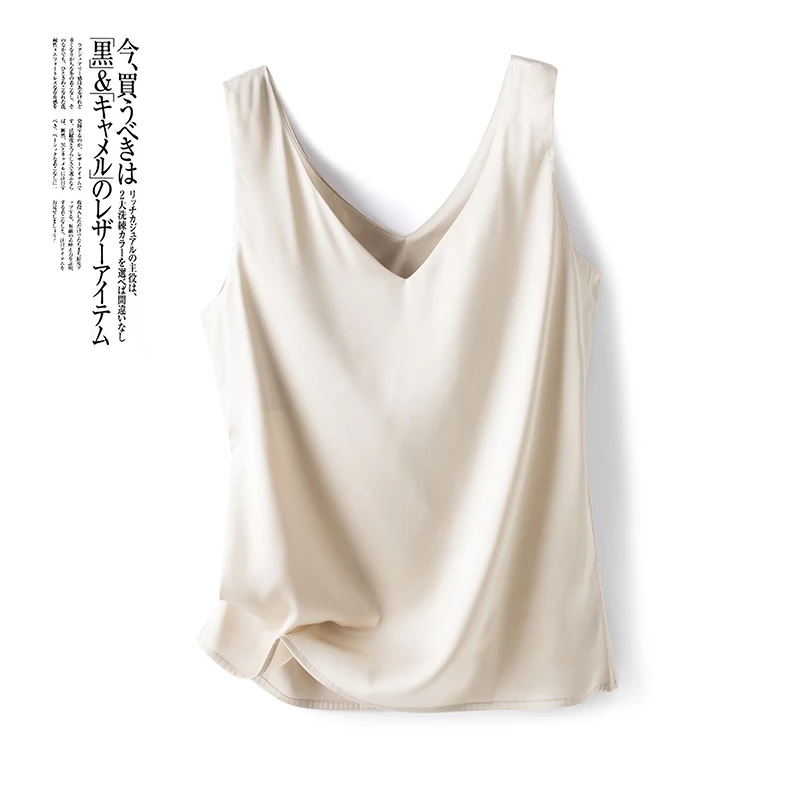 Ladies Silk Suspenders Solid Satin Vest Spring Autumn 2022 New Wild Pullover Tops Women Interior Front/Rear V-Neck Summer Thin - Image 12