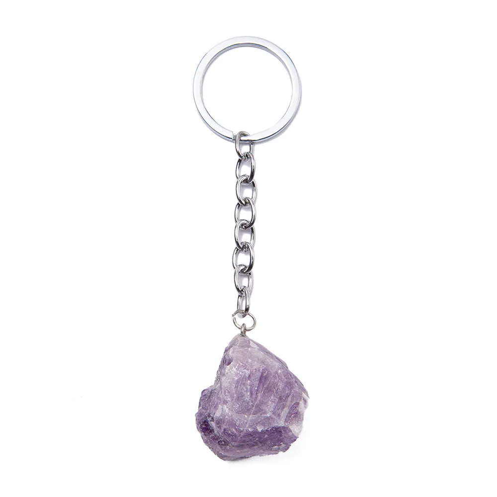 1-2cm Natural Raw Ore Keychain Gem Quartz Fluorite Citrine Amethyst Irregular Stone Pendants Charms Jewelry Making Accessorie - Image 8