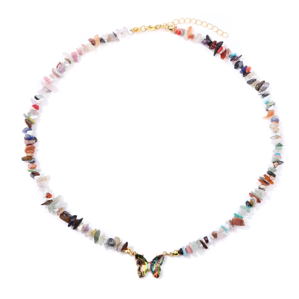 Trendy Butterfly Crystal Necklace Natural Purple Amethysts Quartzs Crystal Chip Stone Necklace Jewelry Gift For Women Couple - Image 14