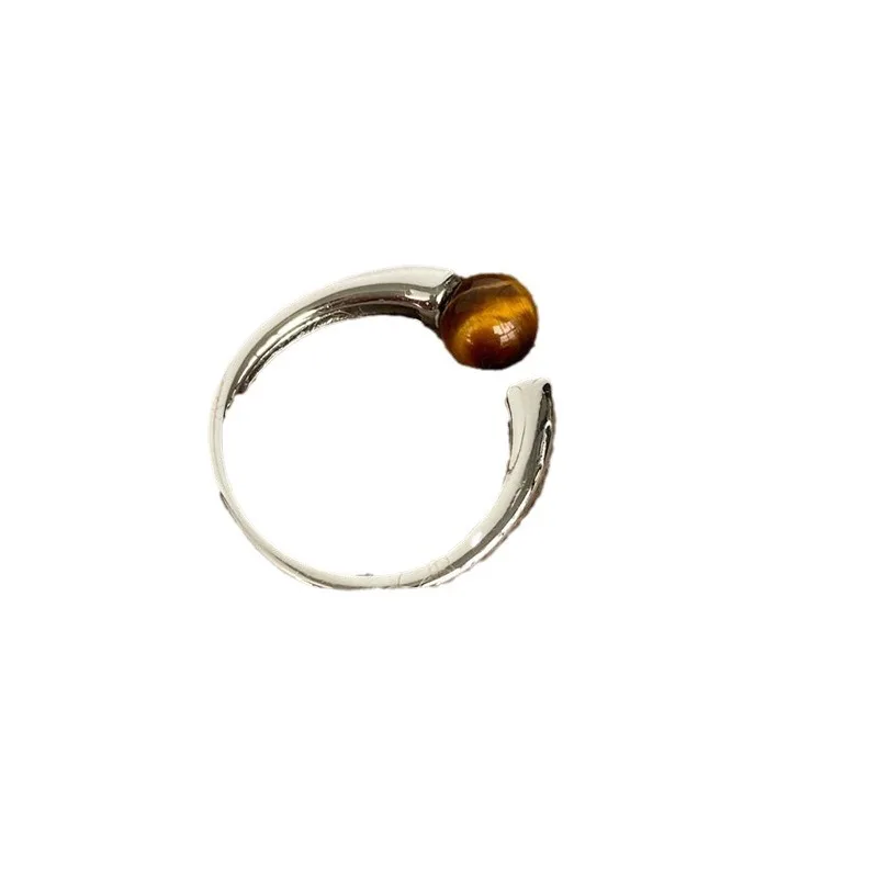 silver 925 glossy tiger eye stone ring for couples fashion Light luxury High quality trend minimalist ring vintage jewelry gift - Image 6