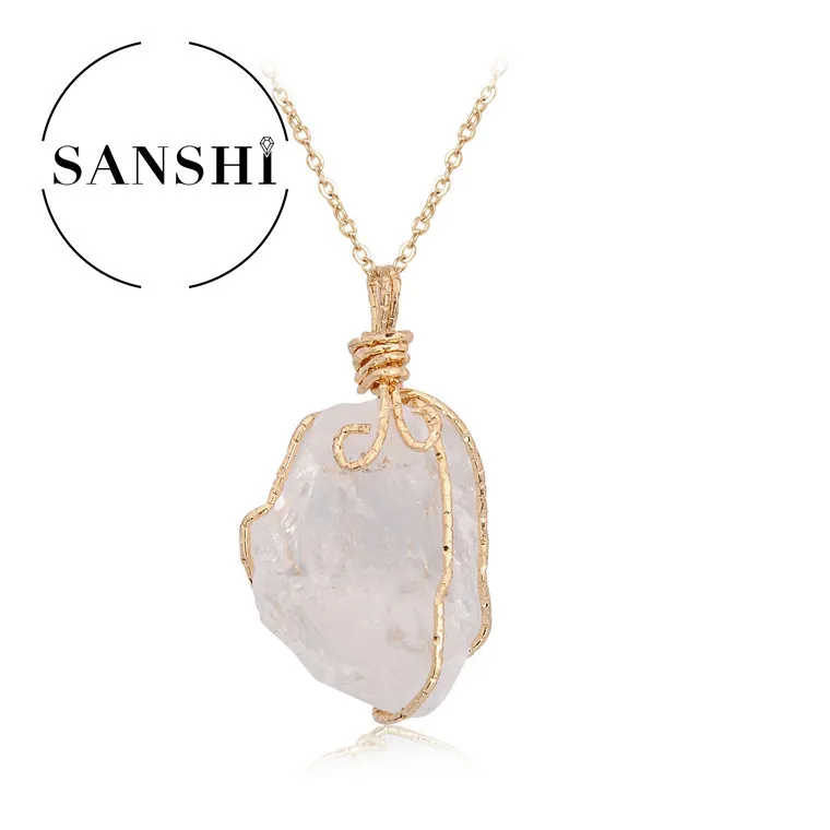 Natural Stone Crystal Necklace with Twisted Thread Natural Stone Pendant Lucky Crystal Primitive Stone Necklace - Image 8