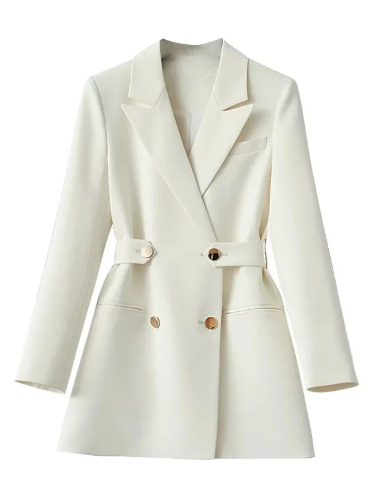 Women Suit Blazer Elegant Coat Spring Autumn Fashion Korean Blazer Luxury Double Breasted Jacket Solid Ladies Tops Clothes - Image 2
