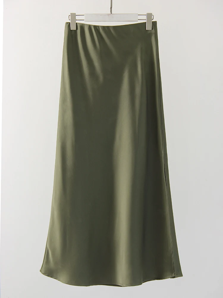 Long Satin Skirts For Women Summer High Quality Skirt With Slit On The Side Silk Elegant Black Maxi Luxury Women's Skirts 2025 - Image 8
