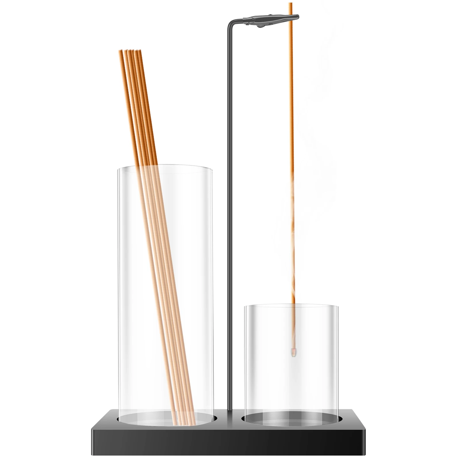 2 In 1 Incense Holder for Stick Double Cup Glass Vertical Incense Holder with Ash Catcher for Temple Bedroom Tea Room Studies - Image 7