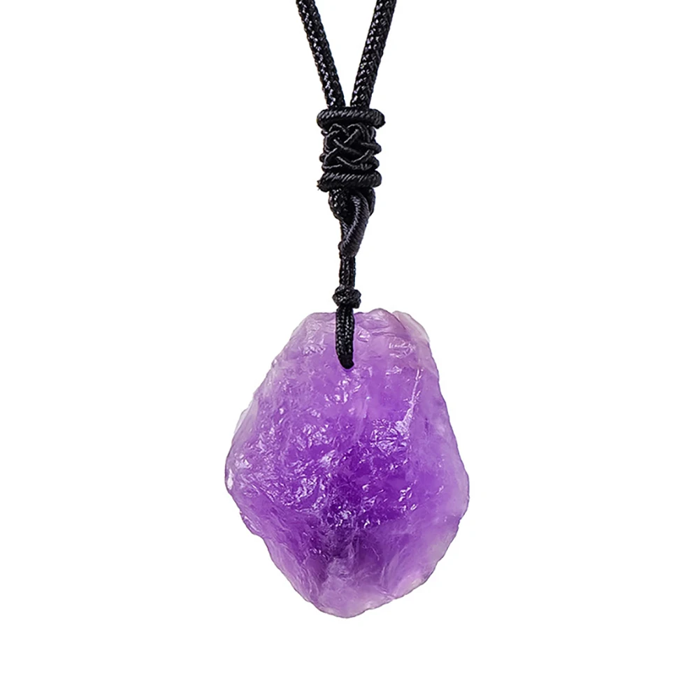 Natural Crystal Pendant Necklace for Protection Reiki Healing Quartz Stone Amulet with Rope Chain Spiritual Jewelry Gift for men - Image 2