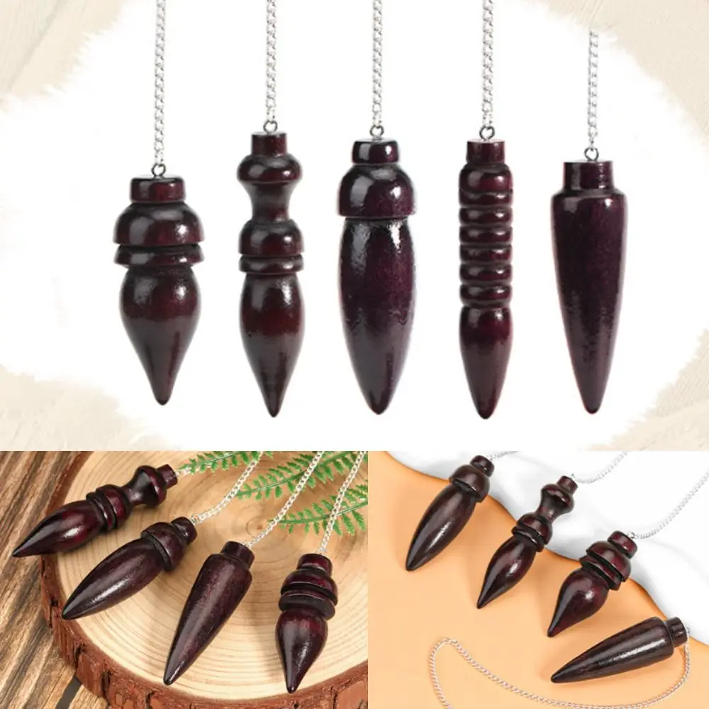 New Natural Wooden Pendulum for Divination Dowsing Egyptian Wood Pendulums Dowser with Chain Reiki Spiritual Pendulos - Image 2