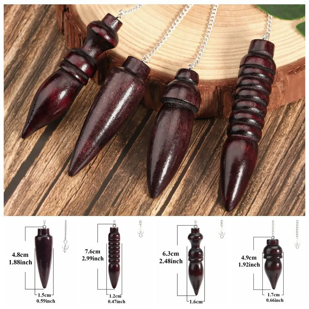 New Natural Wooden Pendulum for Divination Dowsing Egyptian Wood Pendulums Dowser with Chain Reiki Spiritual Pendulos - Image 4